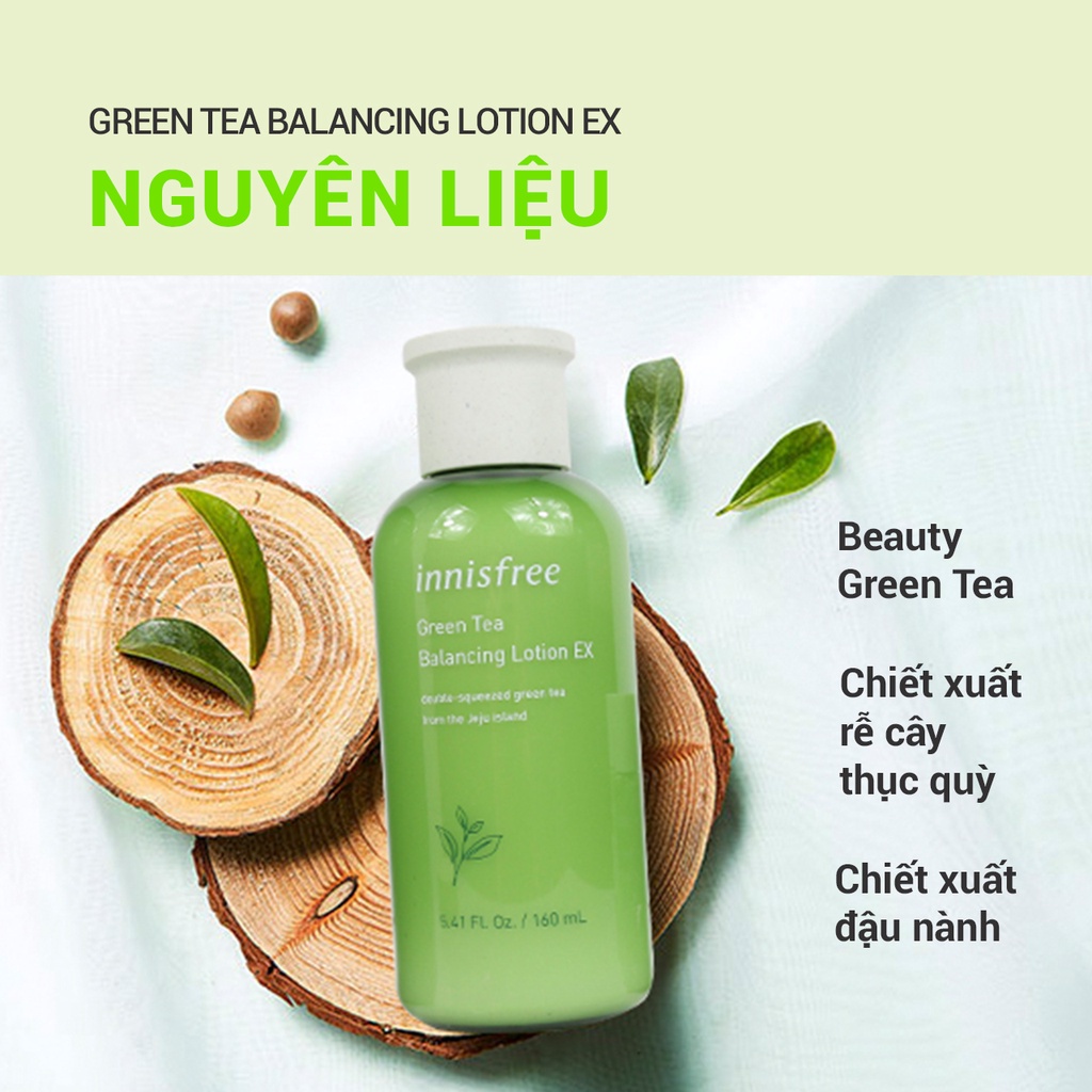 [Mã COSIF05 giảm 10% đơn 400K] Sữa dưỡng ẩm trà xanh innisfree Green Tea Balancing Lotion EX 160ml