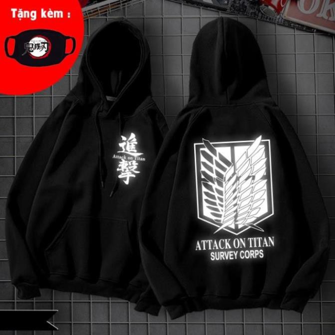 MẪU ÁO HOODIE , ÁO KHOÁC Attack on Titan phản quang cực chất