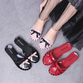 { ORDER} Dép nhựa nữ bít mũi đính nơ