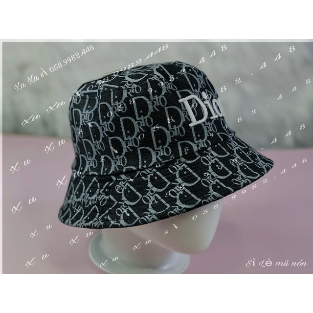 Mũ bucket vải Jeans in thêu 2 mặt chữ đioo cực đẹp - Mũ vành đẹp