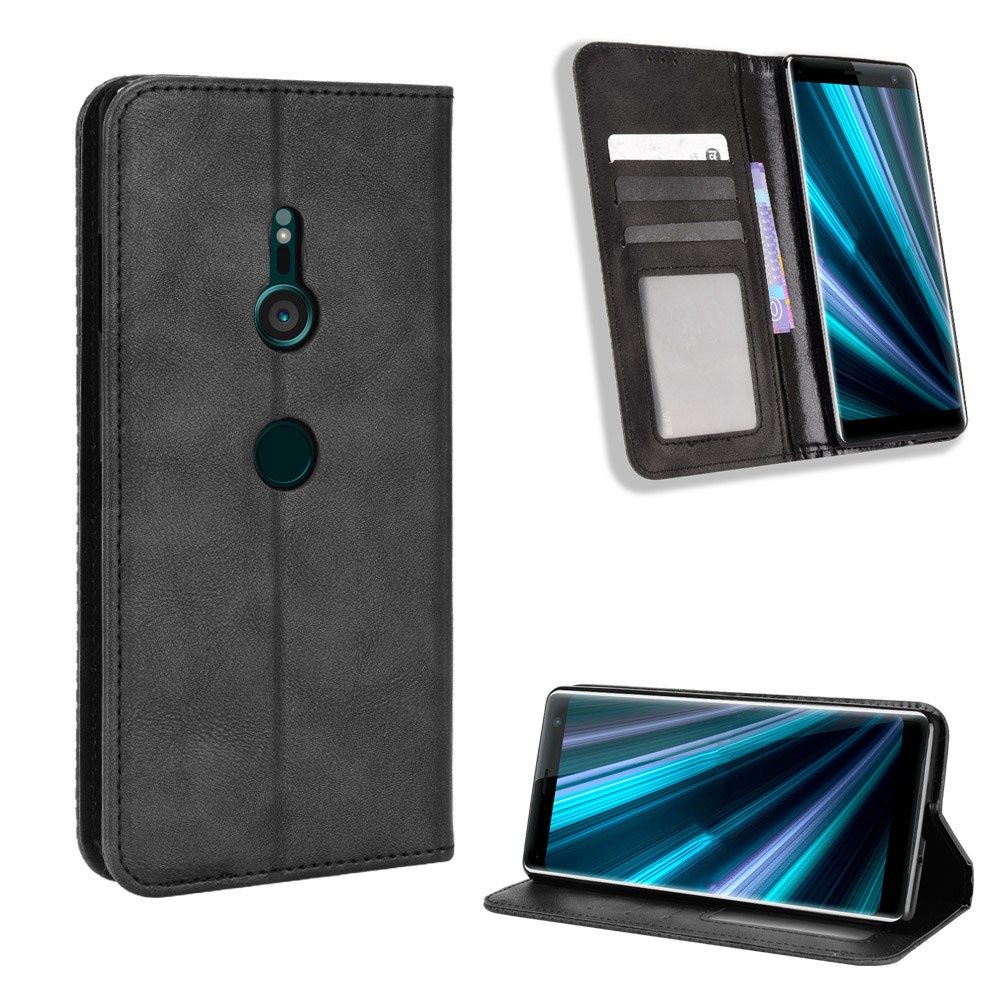 Ốp lưng Sony Xperia XZ3 Vintage Flip Cover Sony H9436 H8416 H9493 Vỏ ví từ tính Vỏ da PU Hộp đựng th