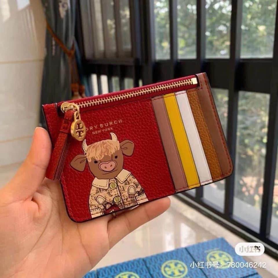 Ví Da Đỏ Tory Burch Card Holder Da Mềm Gía Tốt