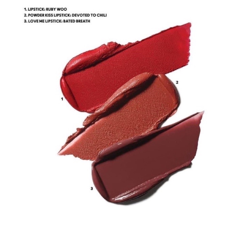 SET 3 thỏi son M A C Hypnotizing Holiday Kiss of Magic - Devoted to Chilly, Bated Breath,  Give Me Fever