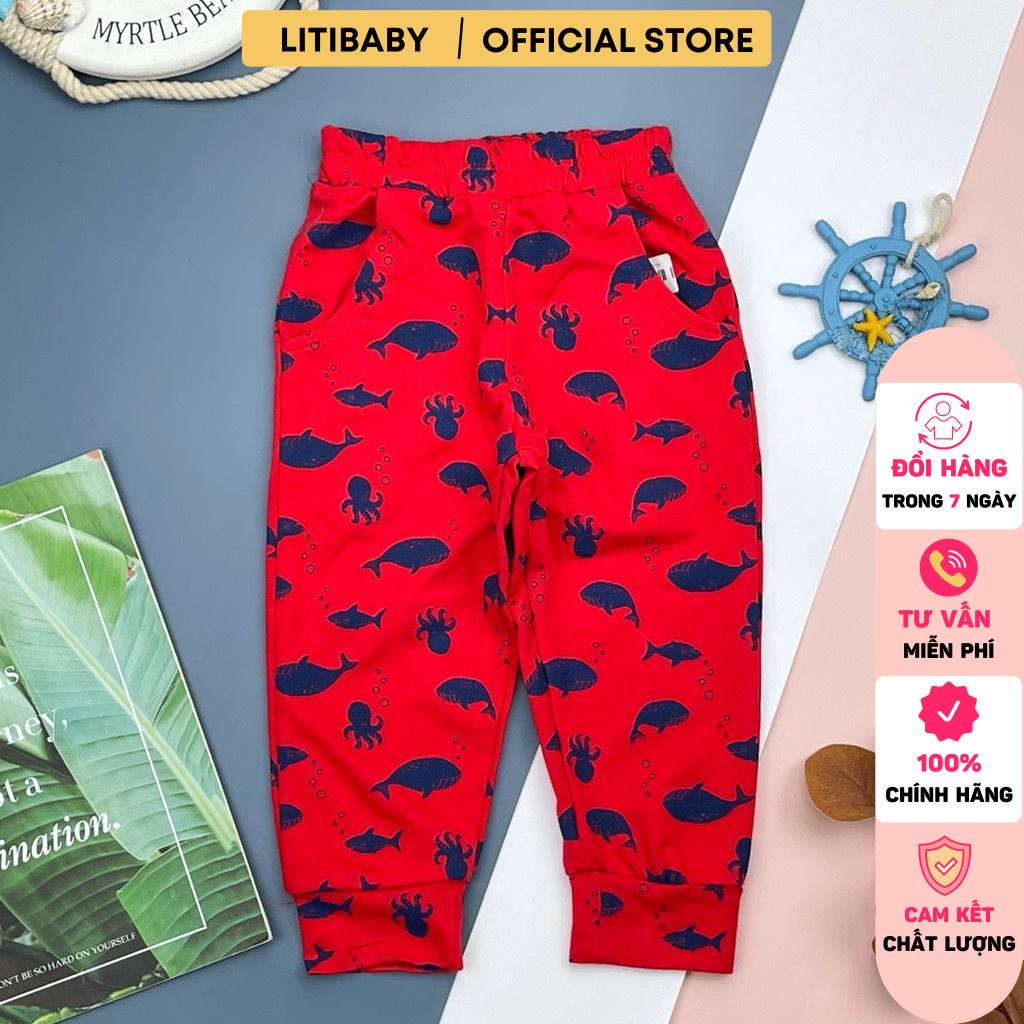 Quần nỉ thu đông trẻ em LITIBABY hoa văn, size 6, 7, 8, 9, 10 tuổi