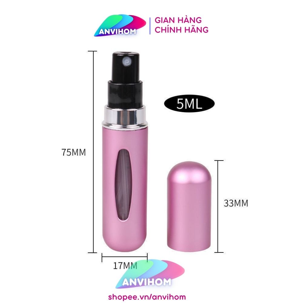 Chai chiết nước hoa tự động dạng xịt lọ 5ml sáng bóng lấp lánh + nhiều màu lựa chọn ANVIHOM