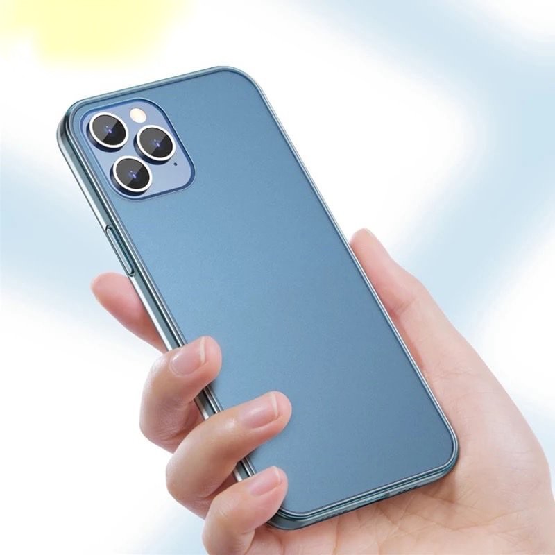 Ốp Lưng Cho iPhone 12 Mini / 12 & 12 Pro / 12 Pro Max Mặt Kính Cường Lực Nhám chống sốc Baseus Frosted Glass Protective