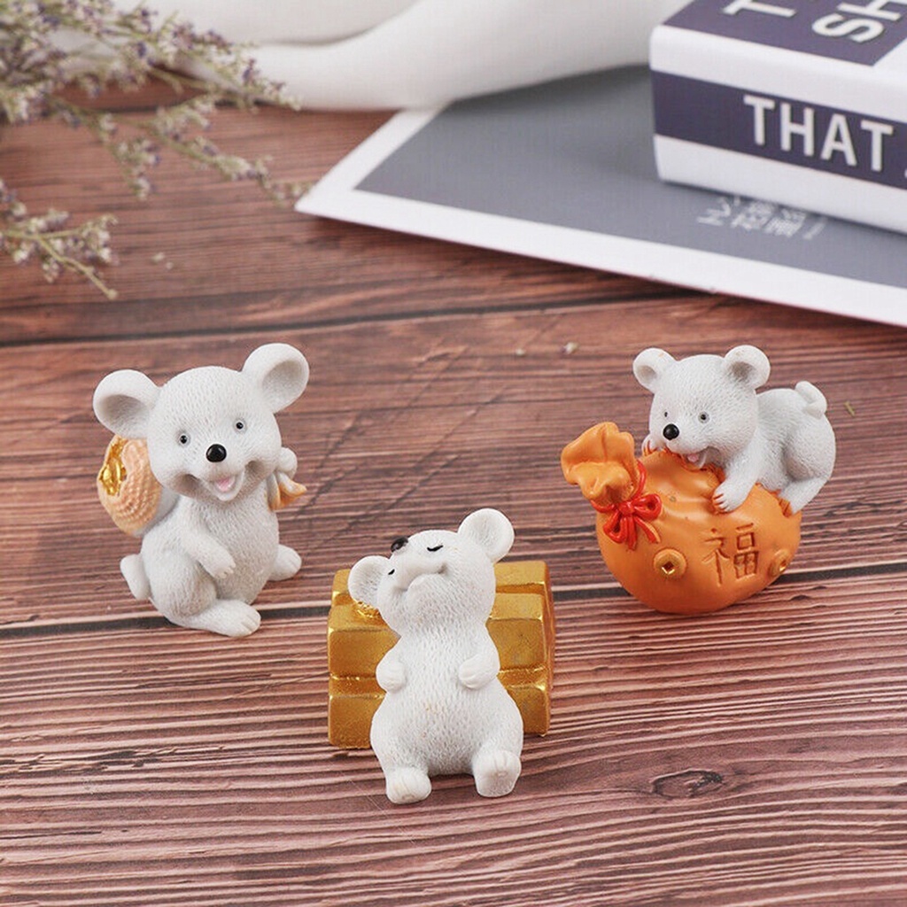 Mô hình tượng chuột thần tài làm thủ công bằng nhựa dùng trang trí nhà ở