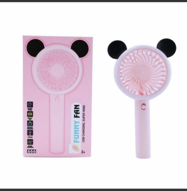 Quạt USB Mickey mini cầm tay có đèn