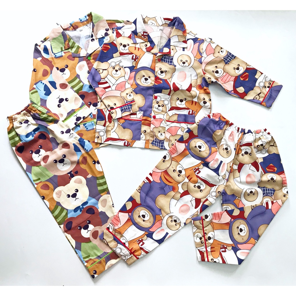 Pijama Đồ ngủ dài cho bé trai bé gái vải cotton Thô đẹp hút mồ hôi size 10-40kg nhiều mẫu