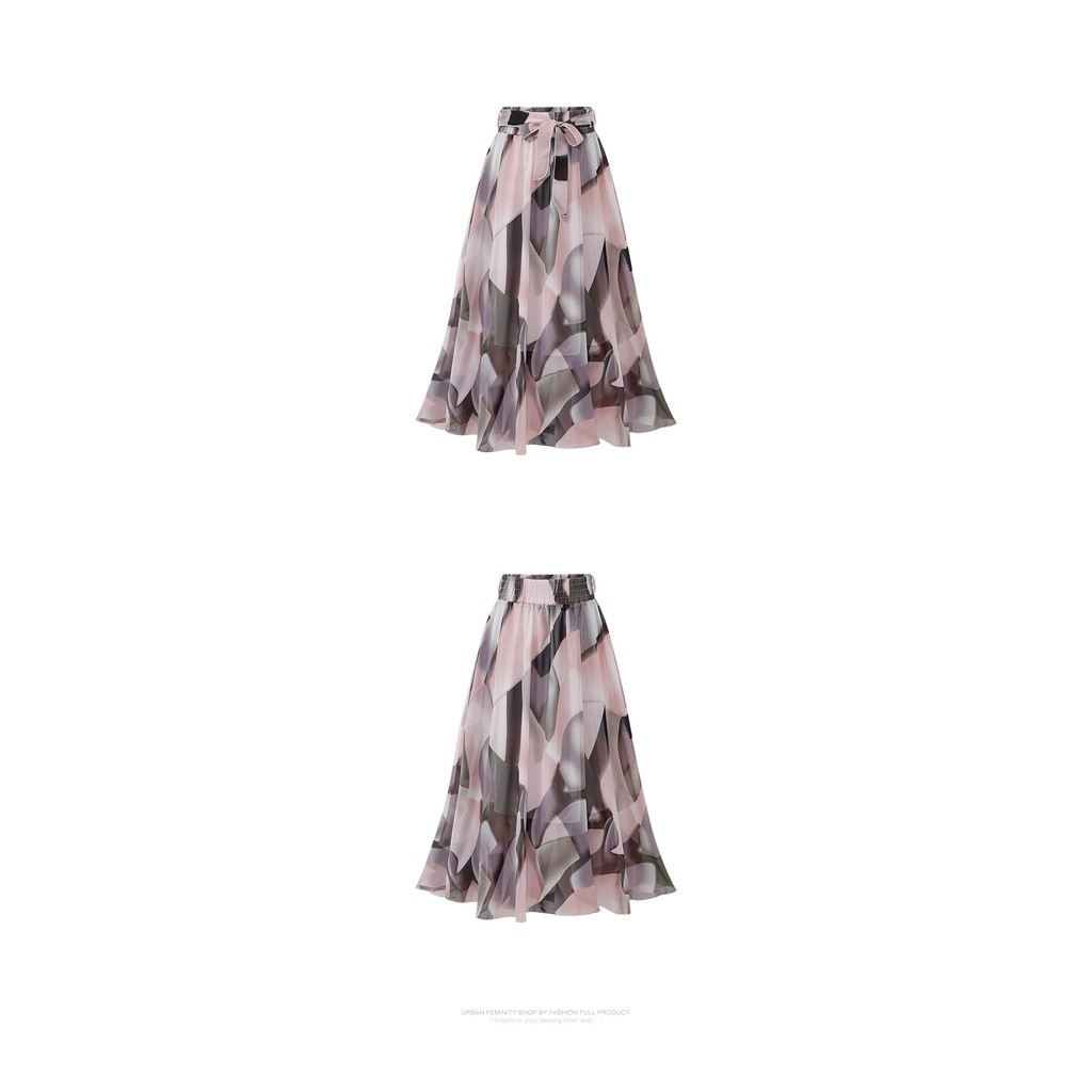 Summer High Waist Chiffon Floral-print Plus Size A-line Midi Skirt | BigBuy360 - bigbuy360.vn