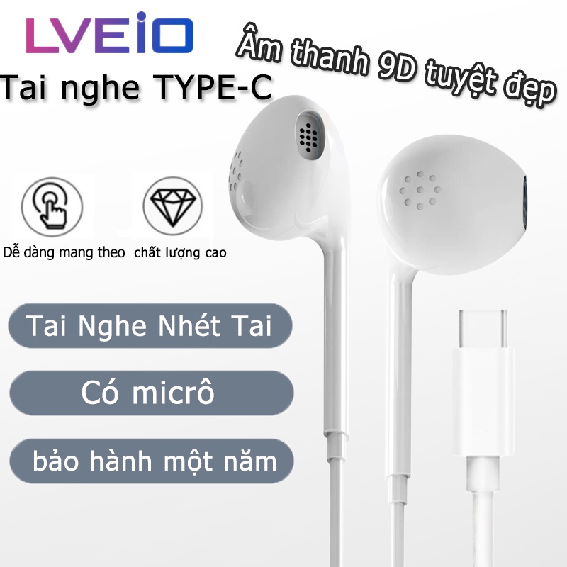 Tai nghe in-ear âm thanh nổi có dây LVEiO Chất lượng âm thanh HIFI phù hợp với tất cả các thiết bị có giắc cắm TYPE-C