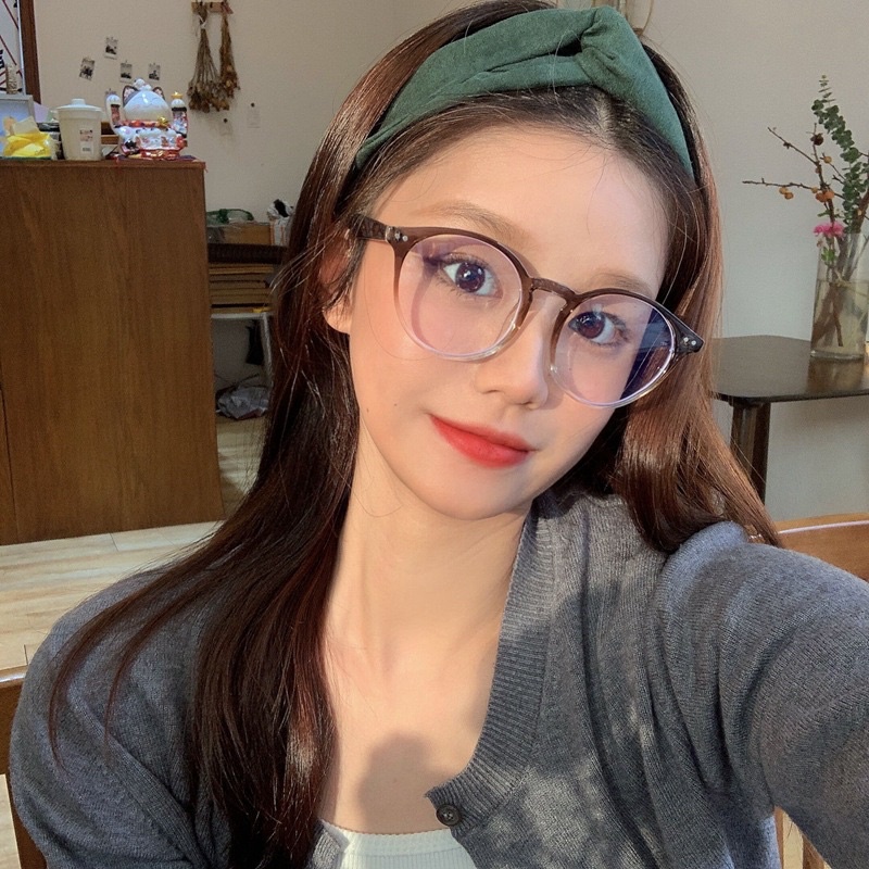 Kính không độ, gọng kính Lansun hot tiktok ombre tròn chất liệu nhựa dẻo tròn nam nữ thời trang Jolie eyewear 20096