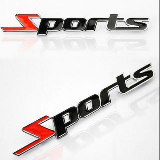 Logo chữ SPORTS 3D bằng kim loại trang trí ô tô, xe máy
