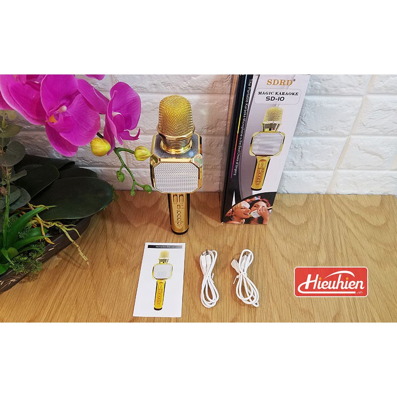 SD-10 - Micro hát karaoke kèm loa bluetooth cho điện thoại, máy tính bảng sd17 sd18