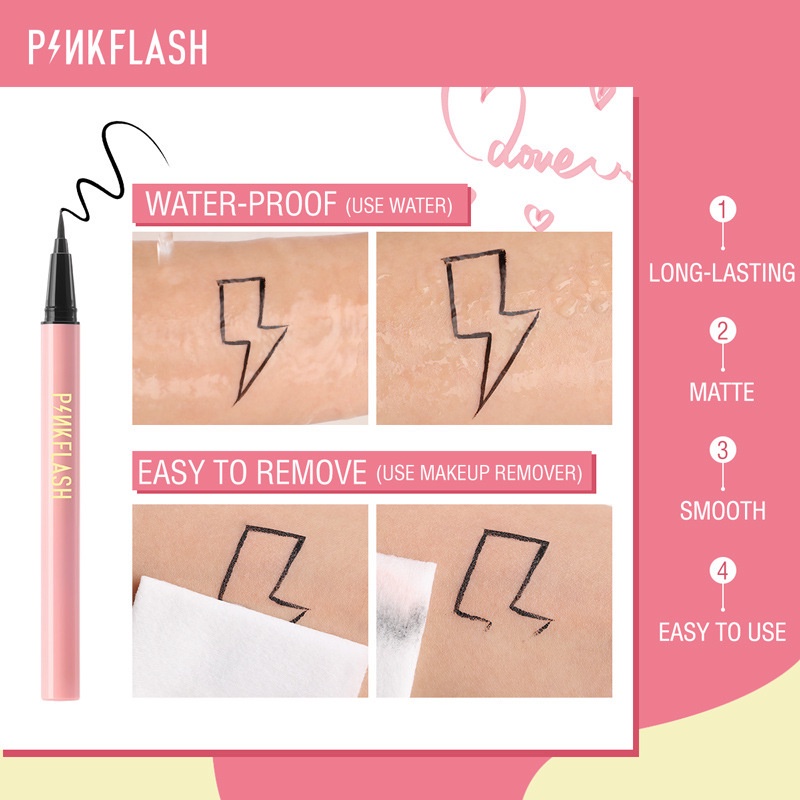 PF-E01#  Bút kẻ mắt nước Pinkflash nhanh khô chống nước đầu siêu nhỏ 0.01mm