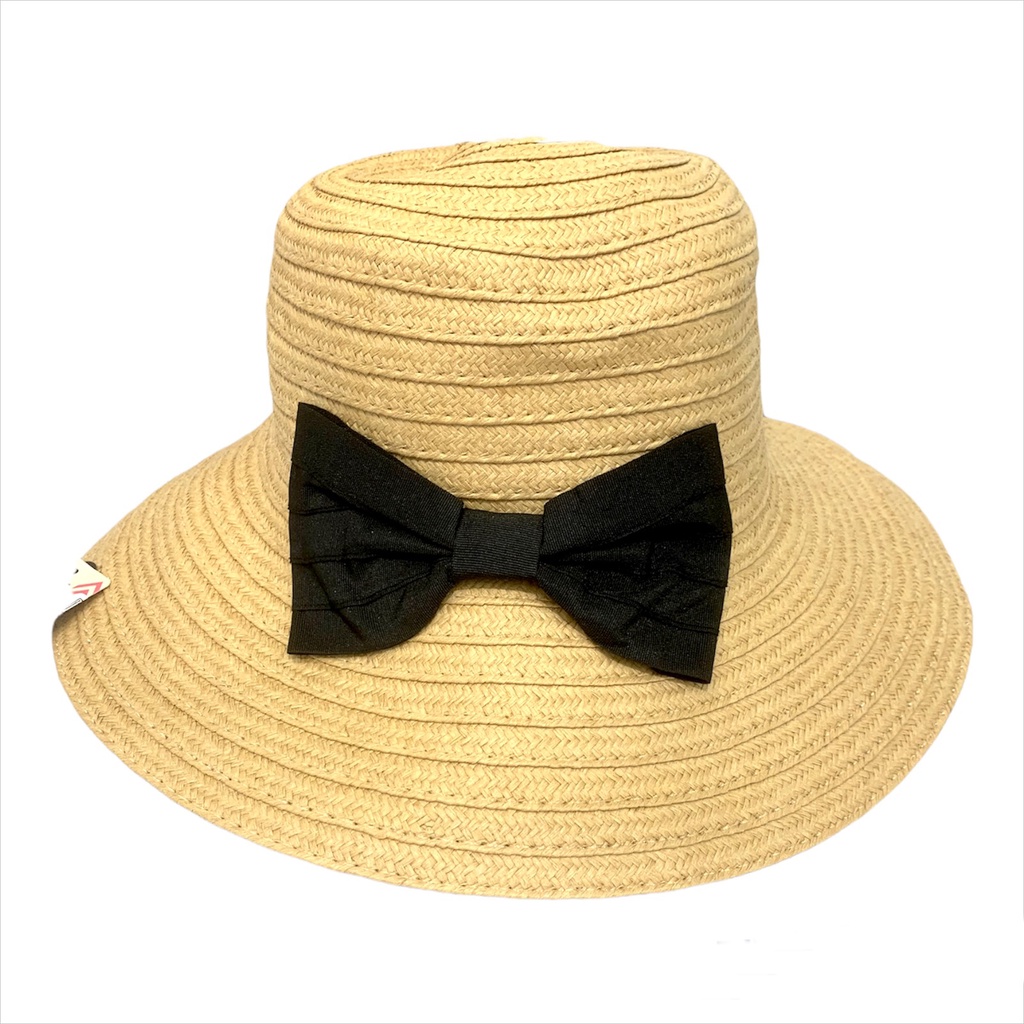 Daiso Mũ Vành Rộng 57cm màu Vàng có Nơ Đen