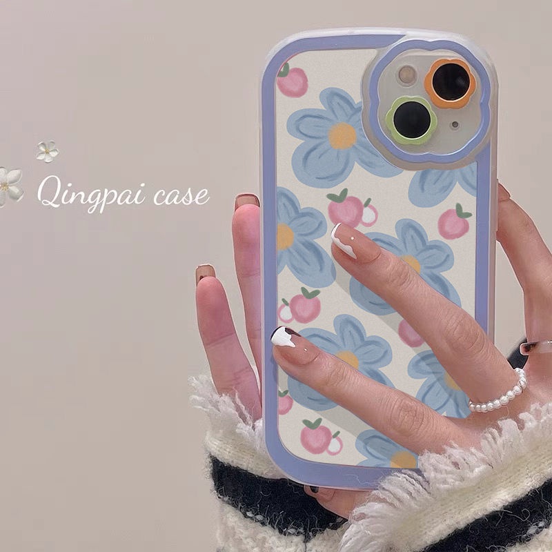 Ốp Điện Thoại Họa Tiết Hoa Xanh Hoạt Hình Cho IPhone 12 13 11 Pro Max X Xs Max Xr 7 8 Plus Zkzs