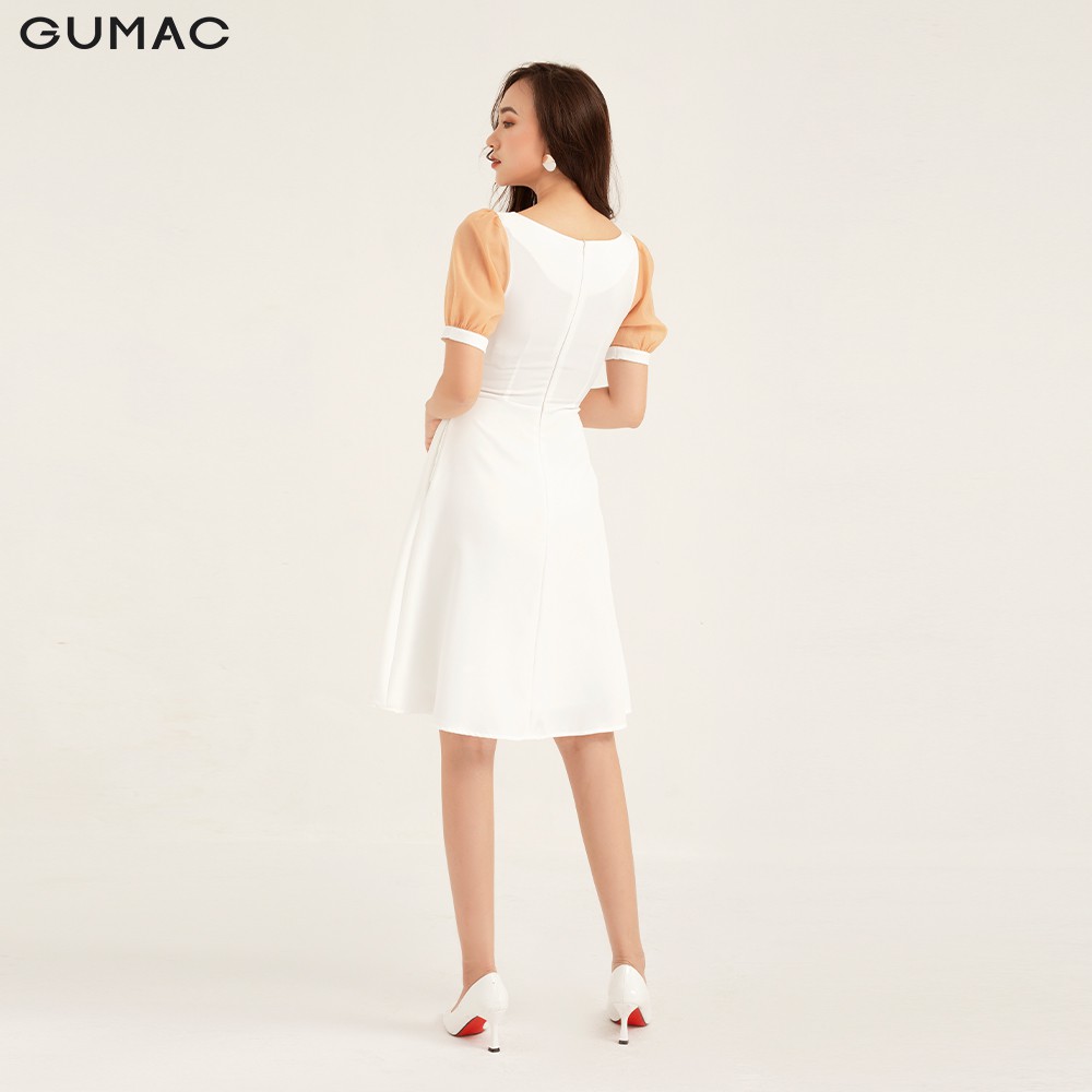 Đầm nữ ôm eo GUMAC tay ngắn phối màu, đủ size màu trắng DB159 | BigBuy360 - bigbuy360.vn