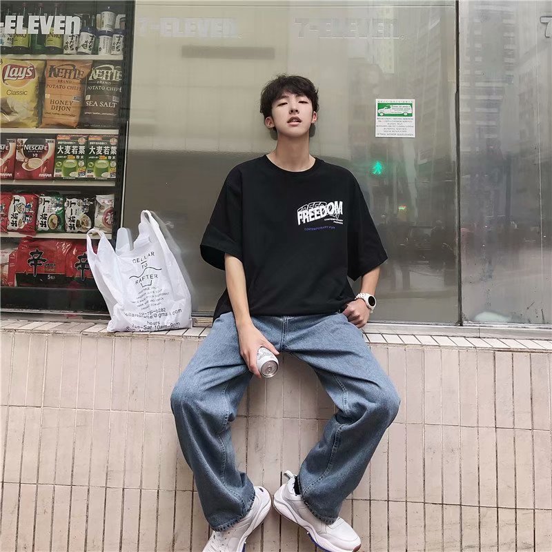 Áo Thun Ngắn Tay Form Rộng Phong Cách Năng Động Trẻ Trung Dành Cho Nam / Size M-8Xl