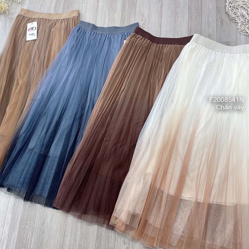 Chân Váy voan phối hai màu loang kiểu có lót gấp ly TT2008
