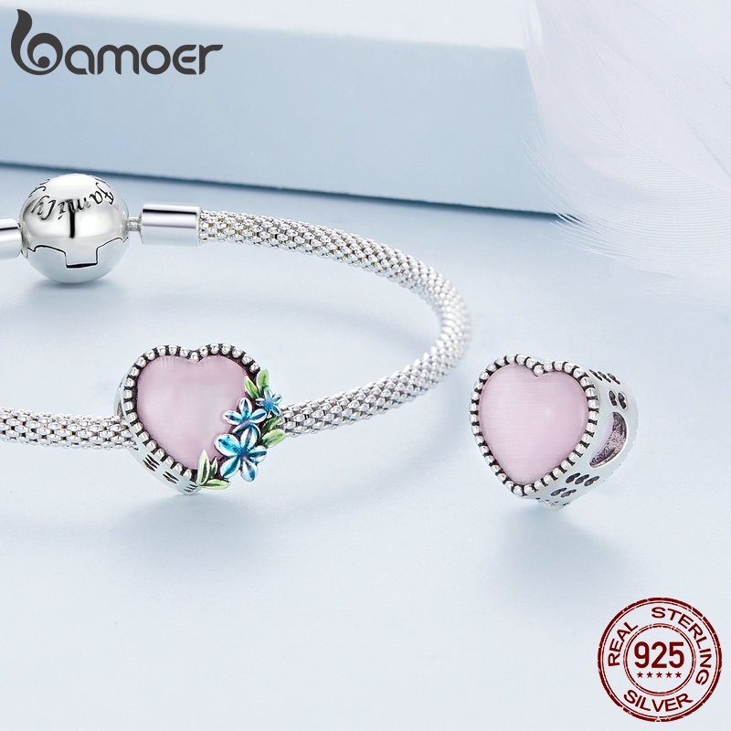 Mặt dây Bamoer bằng bạc 925 nhiều kiểu tùy chọn thời trang DIY