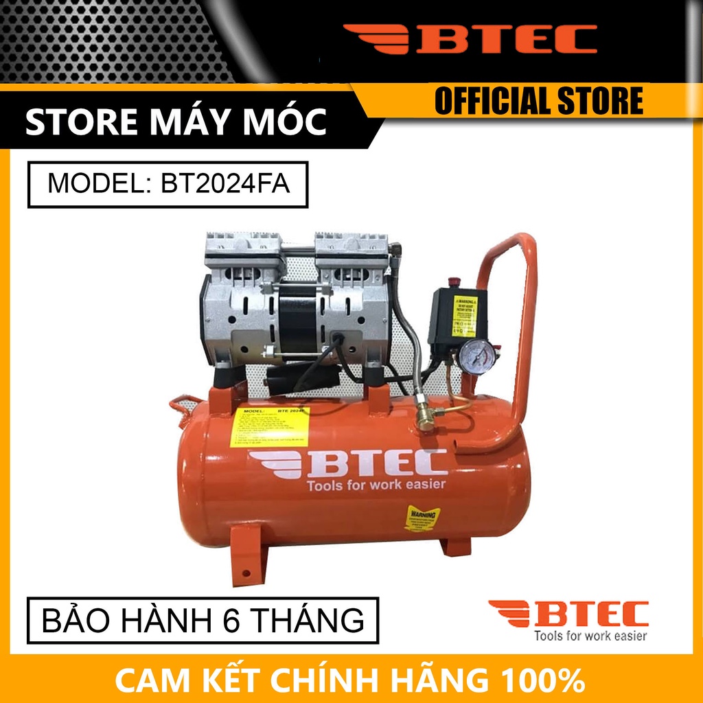 Máy Nén Khí Không Dầu Giảm Âm Btec BT2024FA - 24 Lít - HÀNG CHÍNH HÃNG