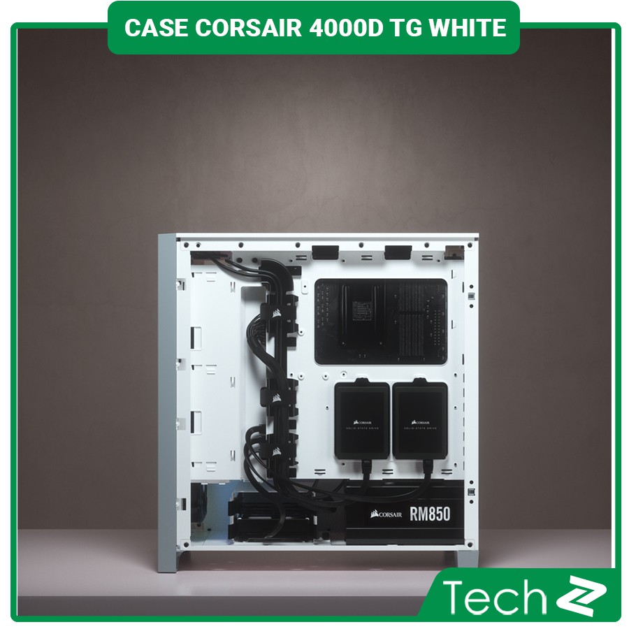 Vỏ Case Corsair 4000D TG White (Mid Tower/Màu Trắng)