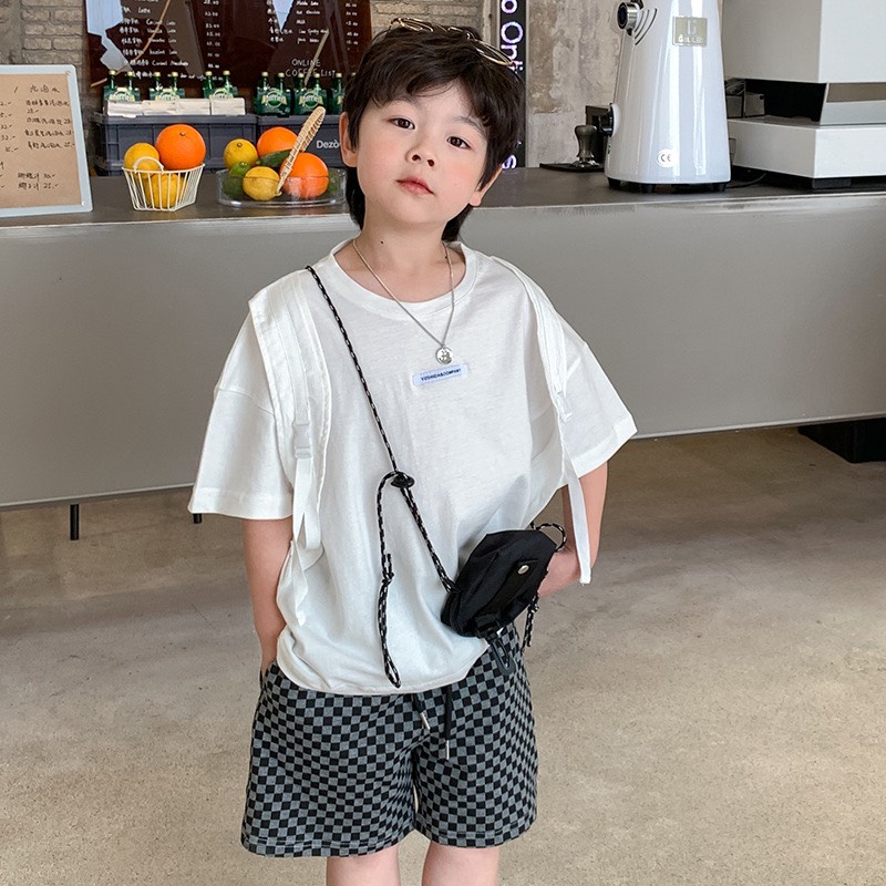 Áo thun Cotton ngắn tay mix dây đeo lạ mắt cho bé A903 [FORM TO HƠN 0,5 SIZE]