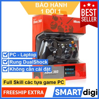 Tay cầm chơi game Fifa online 4 cho PC Laptop có rung, Tay cầm Xbox 360 chơi Full Skill game FO4 all game PC