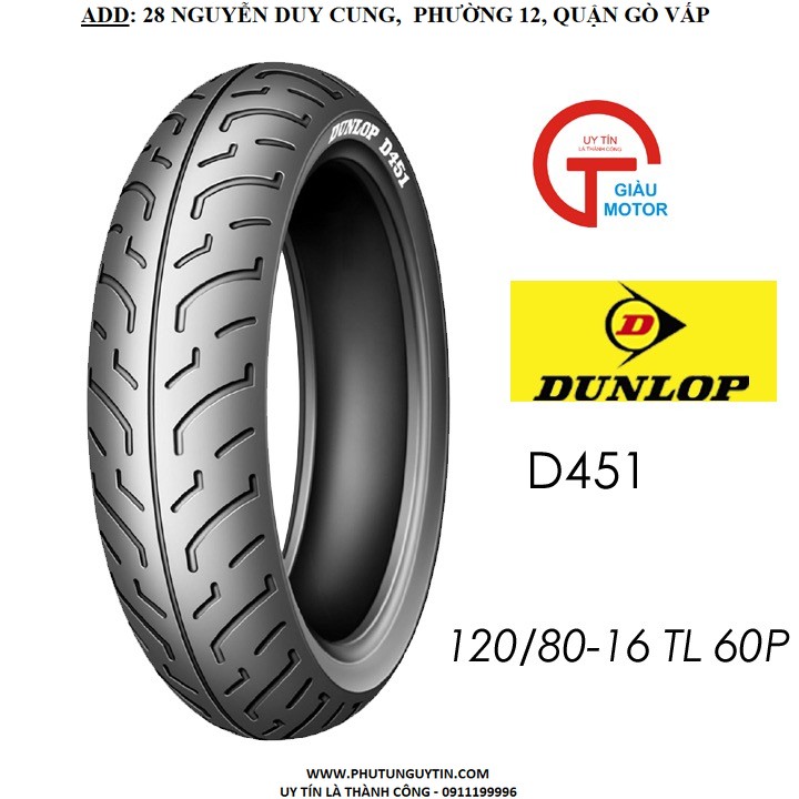 COMBO CẶP VỎ LỐP ZIN SH Ý 150 SLOVENIA  DUNLOP D451 TRƯỚC CHỈ TRẮNG 100/80-16 , SAU CHỈ ĐỎ CAM 120/80-16 CHO HONDA SH