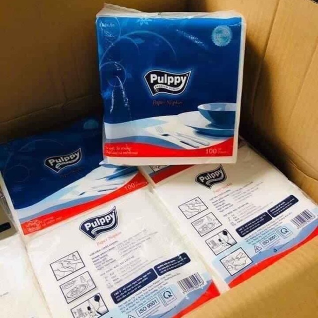 GIẤY VUÔNG PULPPY | Giấy 🧻 ăn pulppy .Giấy Vuông Emos (Giấy Ăn) 330mm x 330mm 100 tờ