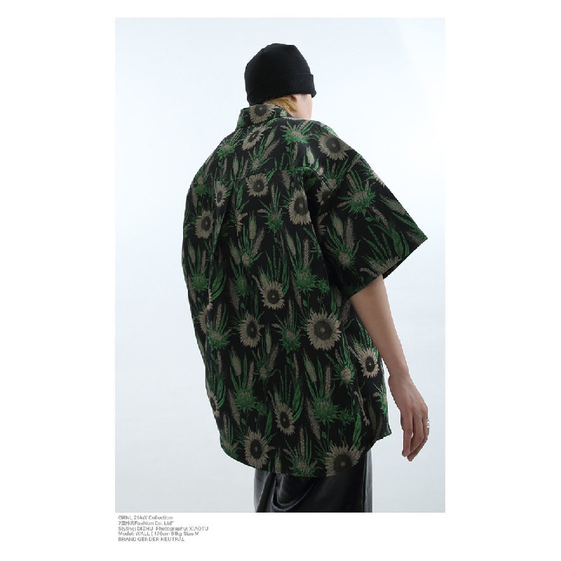 Áo Sơ Mi Tay Ngắn Họa Tiết Cỏ Đuôi Chó Thời Trang Mùa Hè Mới Cho Nam Nữ