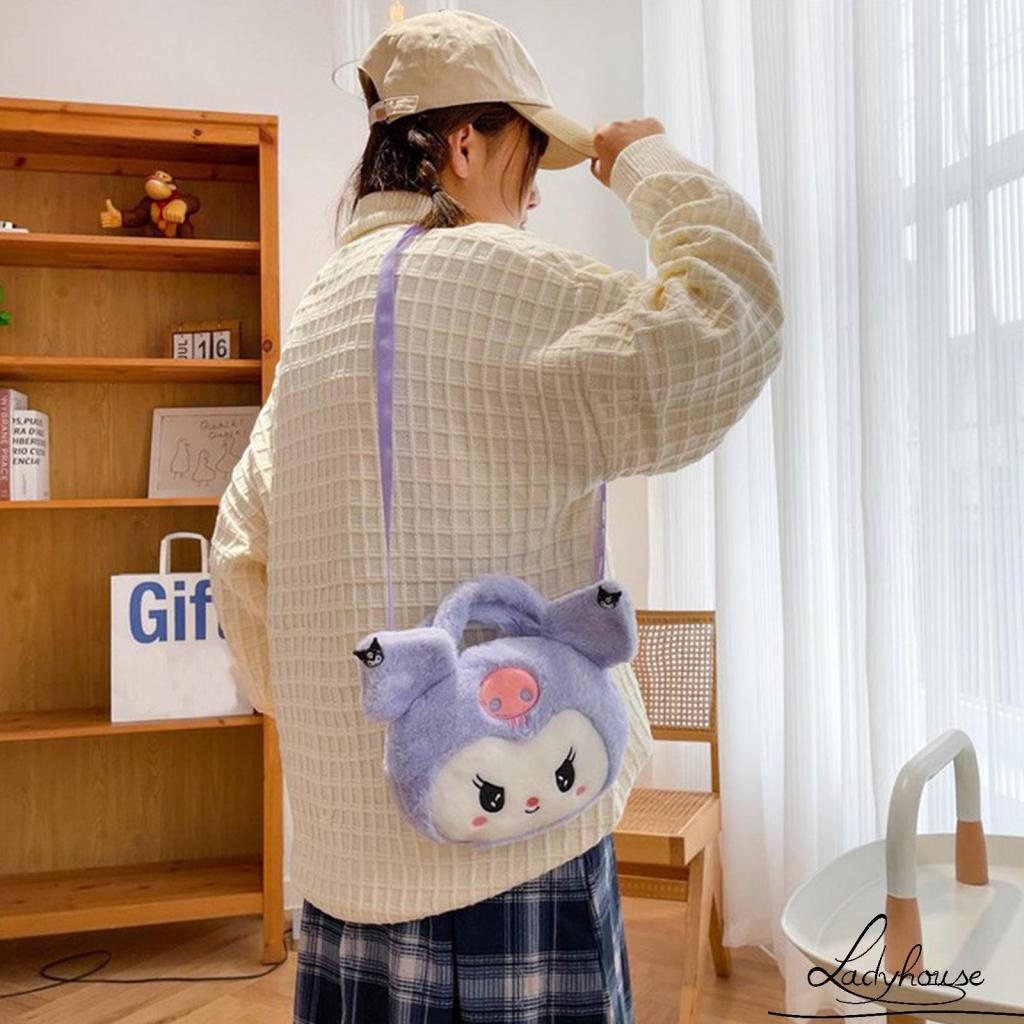 Túi đeo chéo vai hình chú chó/thỏ hoạt hình nhồi bông dễ thương cho bé gái
