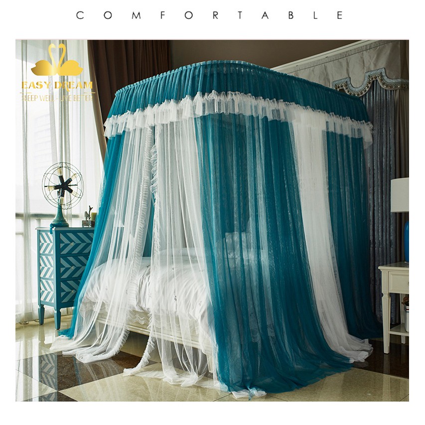 Mùng khung ròng rọc  không khoan tường  - khung inox - vải tuyn cao cấp mắt nhỏ gồm -hàng có sẵn