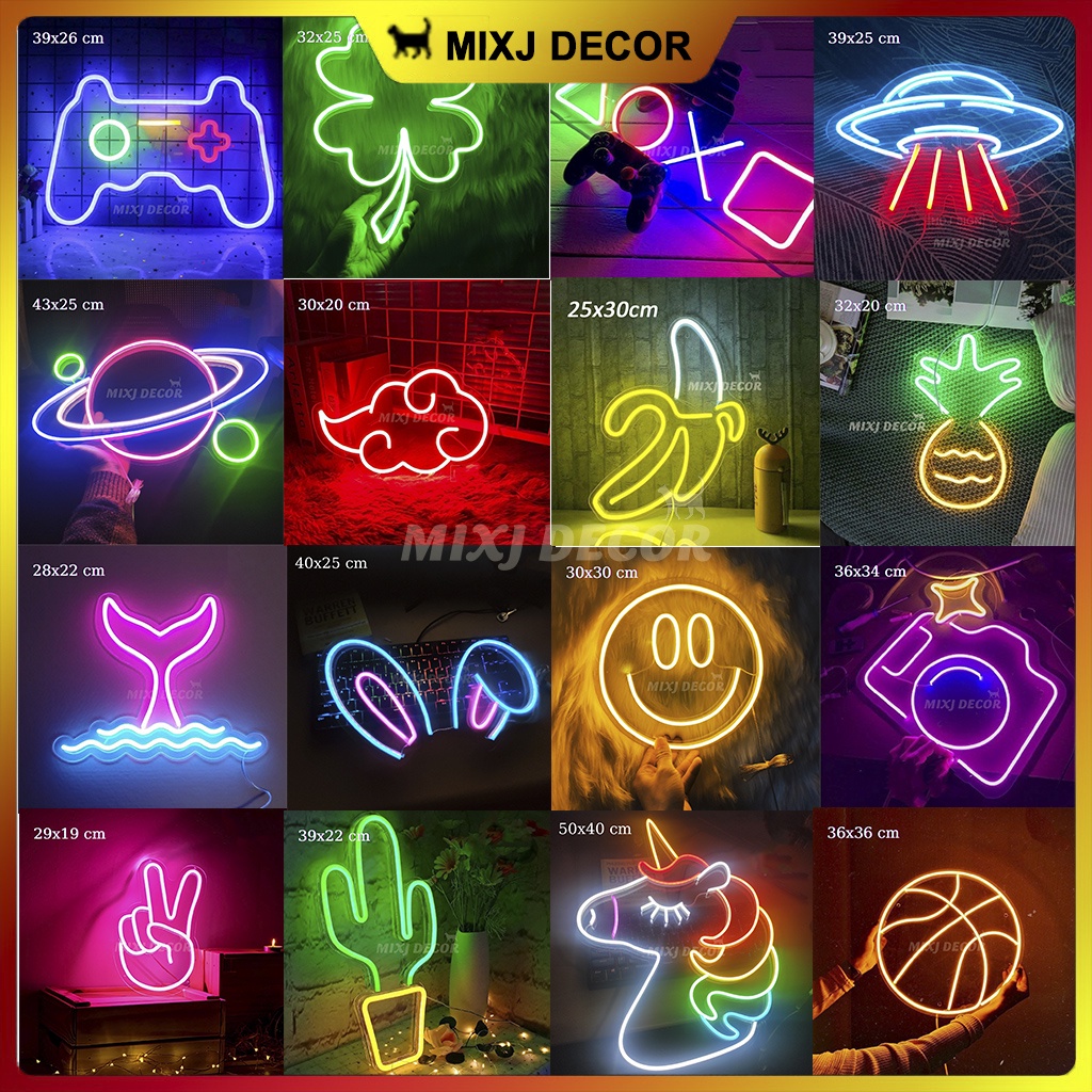 Đèn trang trí nhiều hình, Đèn led Neon light ,Tường 50 mẫu đẹp,