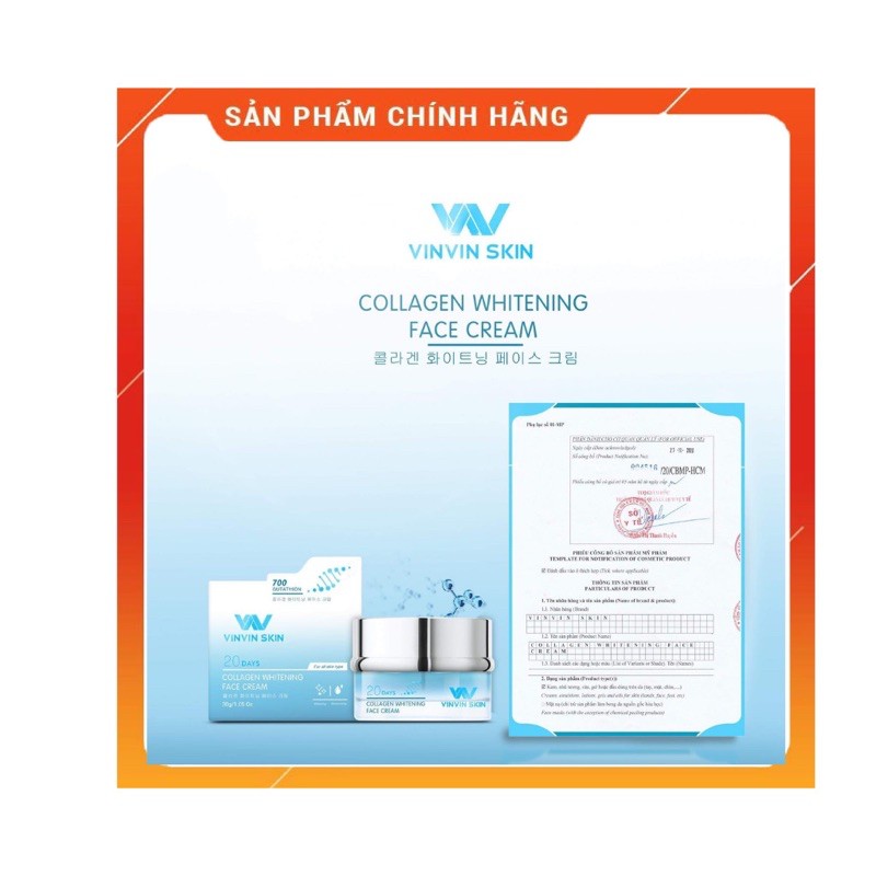 [FREESHIP] [chinh hang]Kem Face dưỡng trắng phục hồi da hư tổn- COLLAGEN WHITENING FACE CREAM