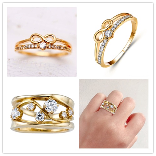 Nhẫn Đeo Tay Đính Đá Zircon 8 Màu Thời Trang