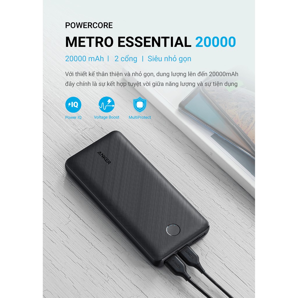 Pin sạc dự phòng ANKER PowerCore (Metro) Essential 20000mAh - A1268