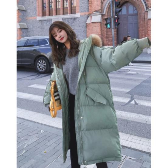 𝐑ẻ Áo phao nữ dáng dài lông vũ mũ trùm - V13d ◦ ^ " < ₐ