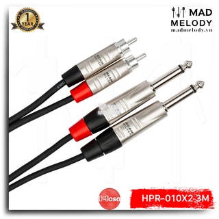 Hosa Pro Stereo Interconnect HPR-010X2 (3m) (REAN 2 1/4in TS - 2RCA) [Dây cáp loa 6.35mm TS bông sen, NEW & chính hãng]
