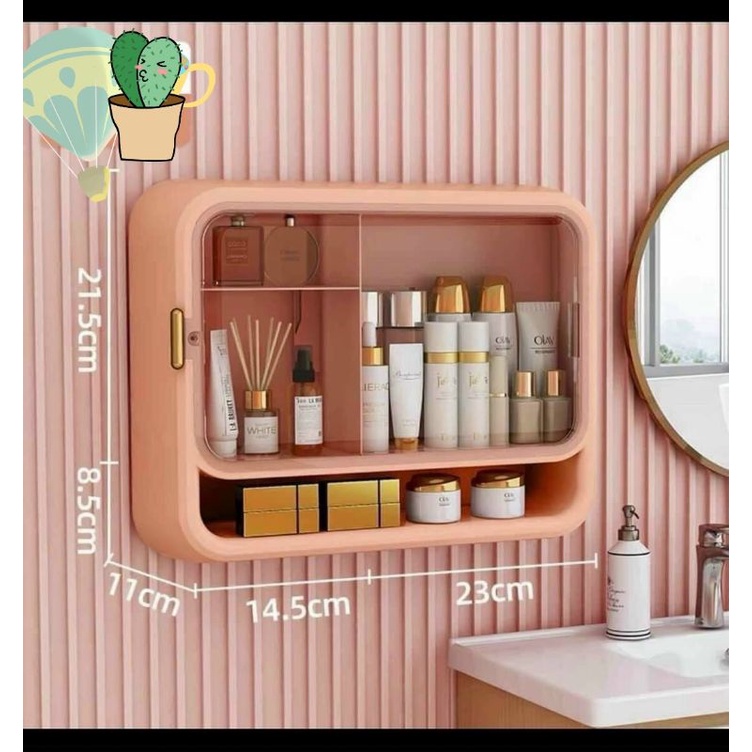 Kệ đựng mỹ phẩm treo nhà tắm -gắn tường phòng ngủ cao cấp kiêm tủ thuốc bằng nhựa