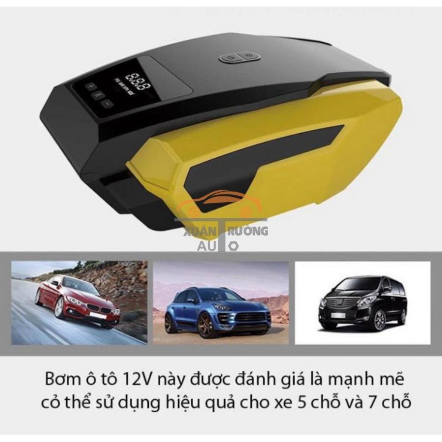 Bơm lốp ô tô - bơm lốp điện tử tự ngắt, nguồn tẩu 12V, có đèn - bảo hành 12 tháng