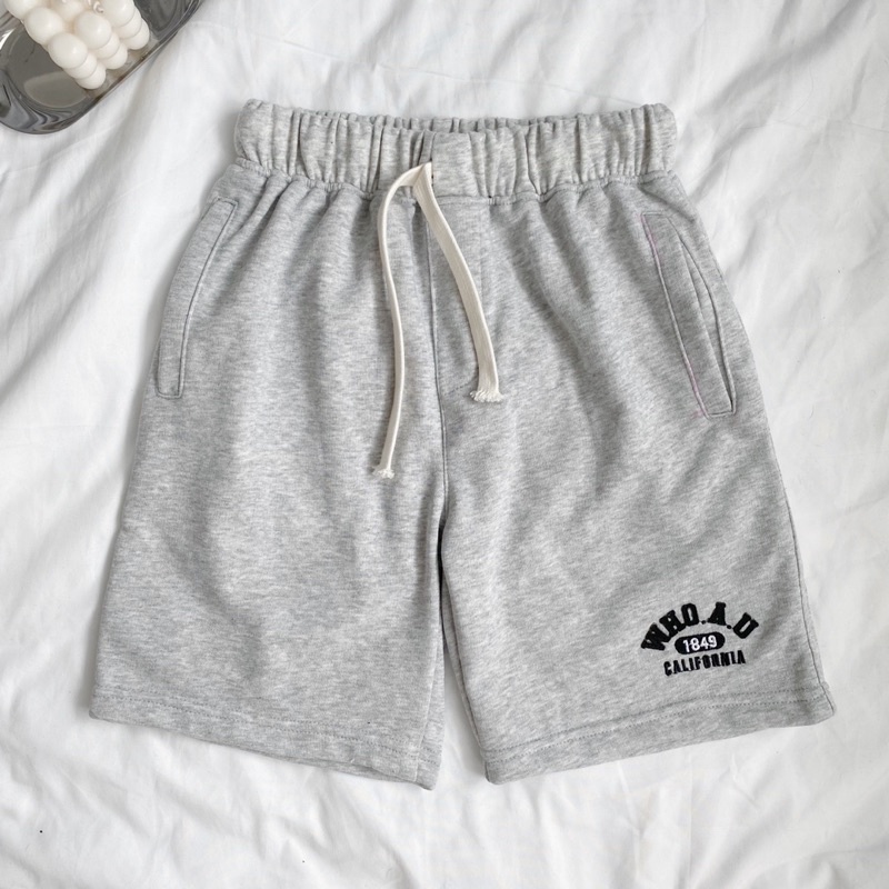 Quần đùi nữ - Quần short nam WHOAU unisex Homies cạp chun thêu chữ