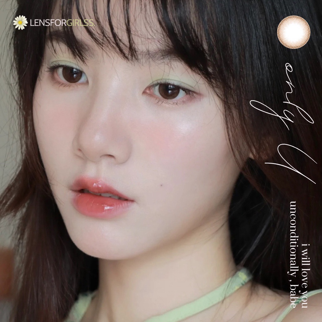 Kính áp tròng nâu hồng trà ONLY U BROWN - Made in Korea | HSD 3-6 tháng | Lens cận