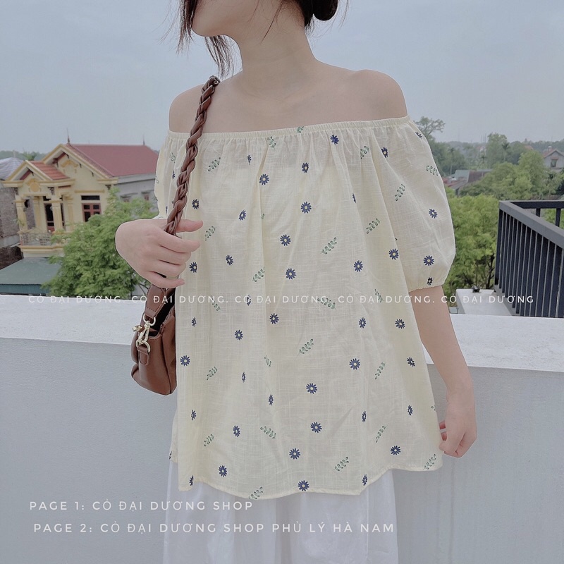 áo trễ vai hoa và trơn