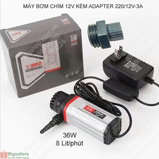 Máy bơm nước chìm mini 12v kèm adapter 220v/12v-3a