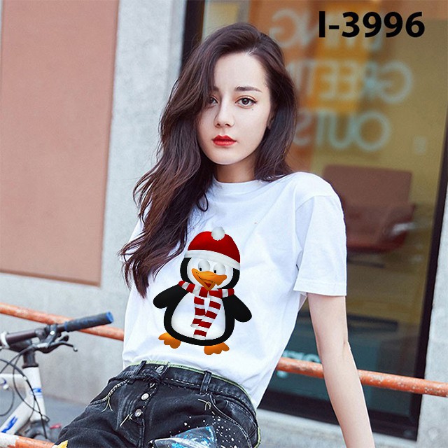 Chin cánh cụt noel - Áo Thun Nữ Cotton - Áo Tay Lỡ