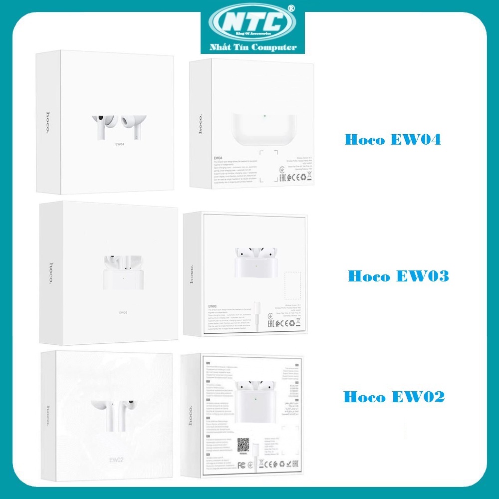 Tai nghe Bluetooth TWS Hoco EW02 / EW03 / EW04 hỗ trợ định vị, popup, đổi tên, cảm ứng chạm (Trắng)