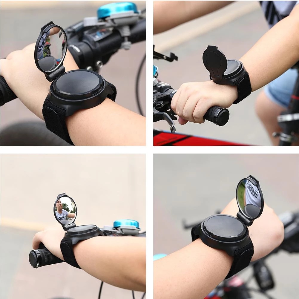Gương Chiếu Hậu Đeo Cổ Tay/Gương Chiếu Hậu Phản Quang/Có Thể Điều Chỉnh 360 Độ° Phụ Kiện Quay Trong Suốt Chuyên Dụng Cho Xe Đạp MTB