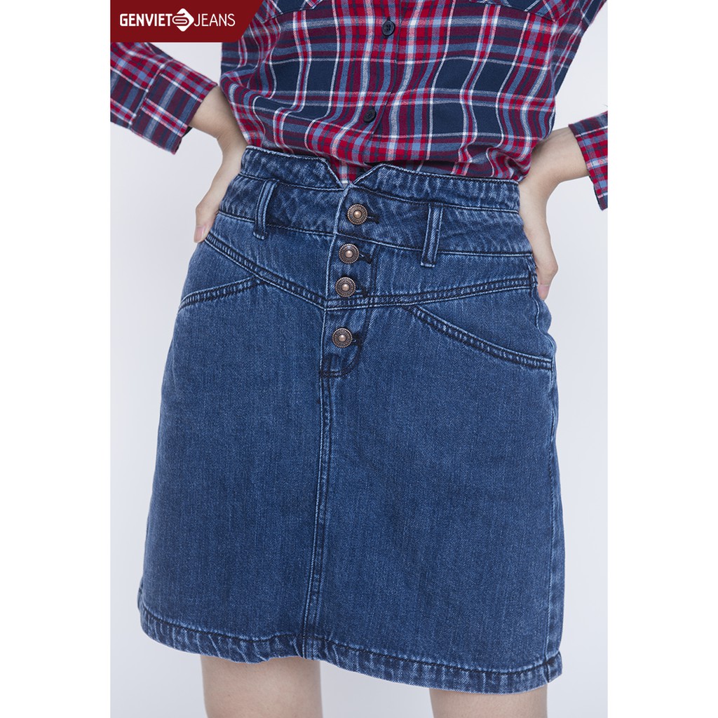Zuýp jeans dáng A Nữ TJ228J869 GENVIET